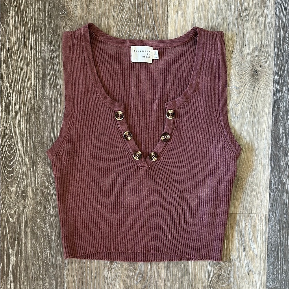 Women's Sleeveless Ribbed Crop Top - Mauve